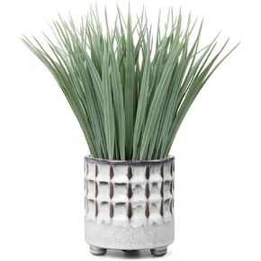 Potted Plants Artificial Decor Faux Plants Indoor Artificial Grass Plant in Ceramic Pot for Home Decor Realistic Green Fake Grass House Living Room Bedroom Bathroom Office Greenery Decoration
