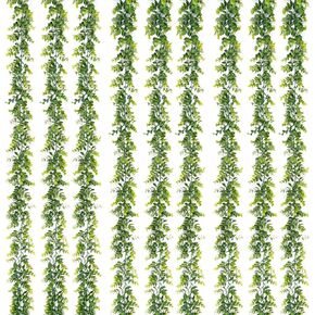 BLEUM CADE 3 Pack Eucalyptus Garland with Lights, 5.9Ft/pcs Artificial Greenery Garland Fake Hanging Eucalyptus Vines Garland Decor for Wedding Backdrop Arch Party Home Table Decoration(Grey Green)