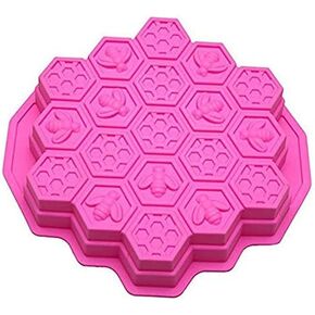 eoocvt Bee Honeycomb Cake Mold Mould Soap Mold Silicone Flexible Chocolate Mold (Orange)