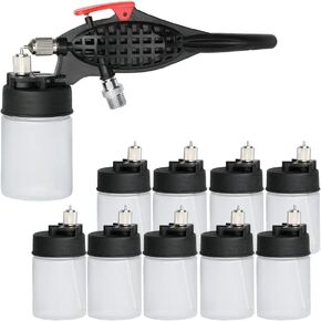 T TOGUSH Airbrush Kit with 5pcs of 0.3mm Bottles and 5pcs 0.5mm Bottles No Cleaning Easily Change Colors