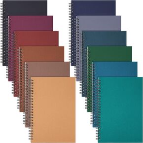 Fuutreo 12 Pcs Spiral Notebook for Work A5 8.3 x 5.7 Inch College Ruled Spiral Journal Notebook Kraft Cover Notebook Ruled Paper, 12 Color, 60 Sheets, 120 Pages for Office School (Business Color)