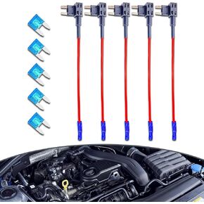 Slykew 5 PCS Mini Car Fuse Holder Adapter Replacement, Waterproof Vehicle Add-a-Circuit Accessories, Universal Pure Copper Automotive Wire APM Thin Fuse Set for Trucks SUVs Cars (Multicolored)