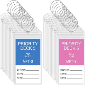 Clabby 200 Sets Cruise Clear Luggage Tags Holders Bag with Loops for Carnival, Princess, PVC Waterproof Tag for Cruises in 2025-2026 in Kuwait