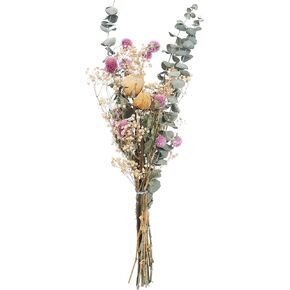 Natural Dried Flowers Bouquet 17 Inch Real Mixed Flower Arrangements Dried Baby's Breath Flowers Lover Grass Craspedia Billy Balls Daisy for Boho Home Wedding Table Vase Décor