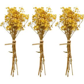 Milisten Baby Breath Flowers 3 قطع اصطناعية من زهور جيبسوفيلا، باقات زهور مجففة، سيقان زهور الربيع، أغصان زهور الربيع، لديكور DIY، نفس الطفل الأصفر المجفف