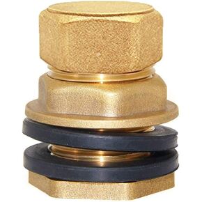 Joywayus 2Set Brass Male Bulkhead Kit Include 1/8" NPT Female 3/8" Male Water Tank Connector Threaded And 3/8" Female Outer Hex Head End Pipe Caps with Rubber Gasket