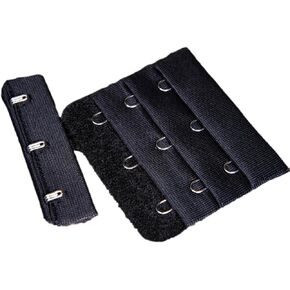 Porcelynne Black Bra Hook and Eye Replacement Closure with Silver Hardware - 3 Rows - 2 1/4" Wide - 1 Pair