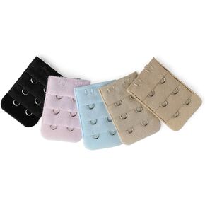 Allegra K 5 Pcs 2 Hooks Bra Back Band Extenders Pale Pink Light Blue Black for Ladies