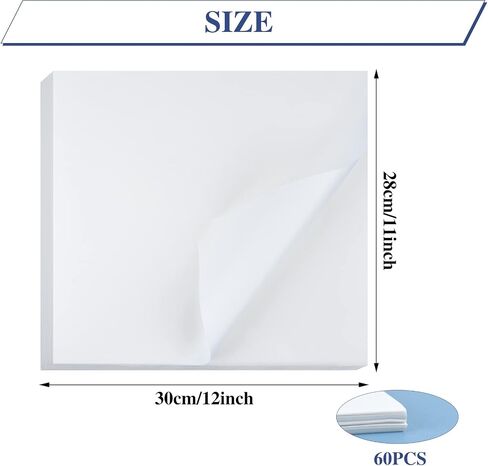 MIAHART 60 Pieces White Butcher Paper Thicken Disposable Butcher Paper Sheets 12 * 11 inch Square Meat Sheet No Wax Butcher Paper Precut Butcher Paper for Sublimation Heat Press Wrapping Meat in Saudi Arabia