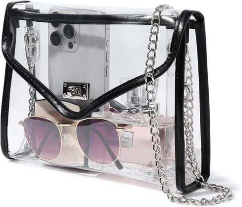 Bucosd Clear Purse for Women Stadium Approved, Clear Crossbody Bag with Leather Edging for Concert Sports events in Saudi Arabia