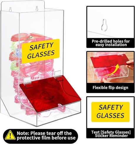 Spiareal 2 جهاز كمبيوتر شخصى نظارات السلامة موزع جدار جبل أو حامل الاكريليك حامل للنظارات الواقية نظارات السلامة حامل واضح نظارات السلامة المنظم مع غطاء ملصق المسمار لمختبر الأسنان الصناعي in Kuwait