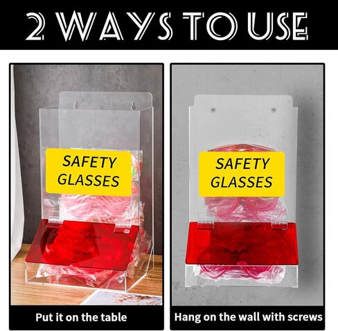 Spiareal 2 جهاز كمبيوتر شخصى نظارات السلامة موزع جدار جبل أو حامل الاكريليك حامل للنظارات الواقية نظارات السلامة حامل واضح نظارات السلامة المنظم مع غطاء ملصق المسمار لمختبر الأسنان الصناعي in Kuwait