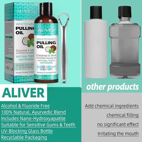 سحب غسول الفم بالزيت للسفر 20 عبوة، عبوات غسول الفم للسفر للتنفس المنعش، سحب زيت النعناع الخفيف، سحب زيت جوز الهند الطبيعي لتبييض الأسنان ولثة أكثر صحة، خالي من الكحول in Kuwait