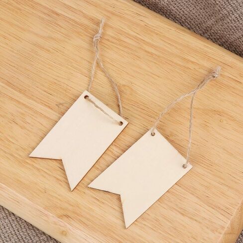 Exceart Decorative Labels 50pcs Wood Label Wooden Tag Mini Wood Banners Tag for Gift Packaging Tag for Gift Banner for Party Wood Tag with Rope Party Favors Wooden Sign Square Mini Labels in Saudi Arabia
