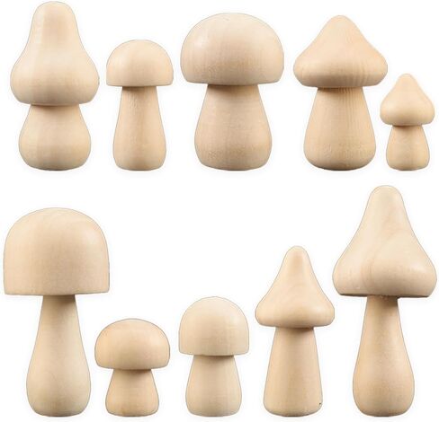 Savgkoyt 30PCS Wooden Mushrooms, Unfinished Wood Mini Mushroom Set for Crafts Decor, Natural 10 Sizes DIY to Paint Color Party Table Ornaments Decoration in Kuwait