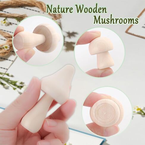 Savgkoyt 30PCS Wooden Mushrooms, Unfinished Wood Mini Mushroom Set for Crafts Decor, Natural 10 Sizes DIY to Paint Color Party Table Ornaments Decoration in Kuwait