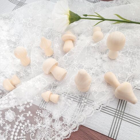 Savgkoyt 30PCS Wooden Mushrooms, Unfinished Wood Mini Mushroom Set for Crafts Decor, Natural 10 Sizes DIY to Paint Color Party Table Ornaments Decoration in Kuwait
