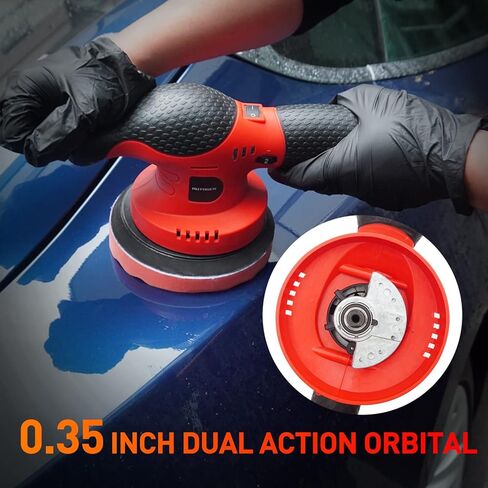 AUTOGEN Cordless Buffer Polisher, 6 Inch Dual Action Polisher with 2 PCS 2.5Ah Lithium Battery, 9MM Random Orbital Polisher with Brushless Motor, Extra 18 PCS Attachments in Kuwait