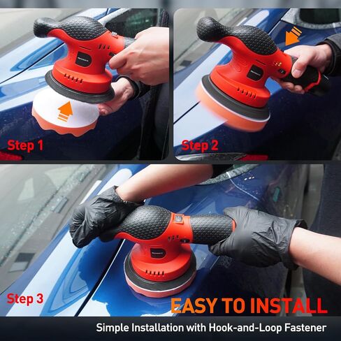 AUTOGEN Cordless Buffer Polisher, 6 Inch Dual Action Polisher with 2 PCS 2.5Ah Lithium Battery, 9MM Random Orbital Polisher with Brushless Motor, Extra 18 PCS Attachments in Kuwait