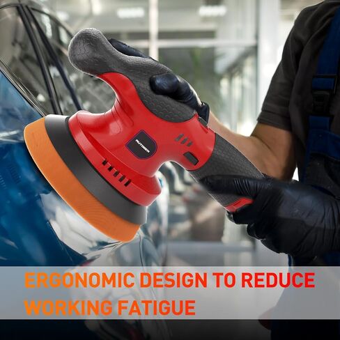 ملمع عازل لاسلكي من AUTOGEN، ملمع مزدوج الحركة مقاس 6 بوصات مع قطعتين من بطارية ليثيوم 2.5 أمبير في الساعة، ملمع مداري عشوائي 9 مم مع محرك بدون فرش، 18 قطعة إضافية من الملحقات in Saudi Arabia