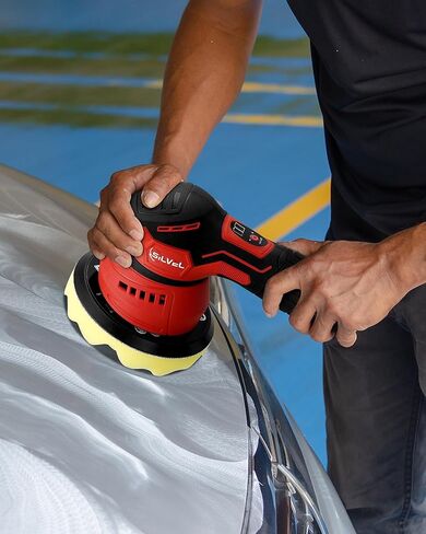 ملمع عازل لاسلكي من SILVEL، بطارية عالية السعة 2000 مللي أمبير في الساعة 12 فولت، مخزن مؤقت قوي مزدوج الحركة مع تحكم متقدم بـ 8 سرعات، ملمع بدون فرش 2800-5500 دورة في الدقيقة للسيارات والقوارب والجدران والأرضيات والأعمال اليدوية in Kuwait