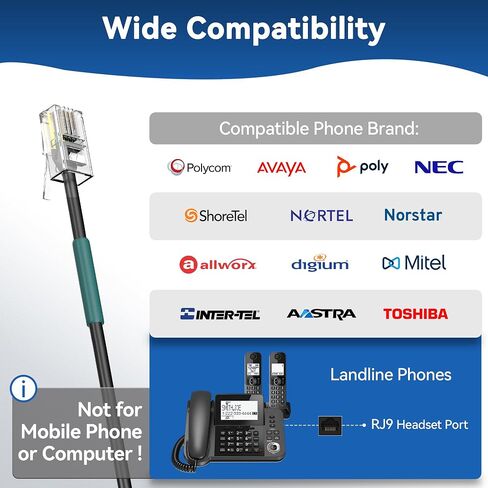 Wantek Phone Headset with Microphone,RJ9 Telephone Headset for ShoreTel Polycom Zultys Toshiba NEC Dterm Nortel Norstar Meridian Siemens ROLM Packet8 Landline Deskphones(H-682RJ1) in Saudi Arabia