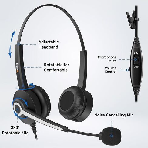 Wantek Phone Headset with Microphone,RJ9 Telephone Headset for ShoreTel Polycom Zultys Toshiba NEC Dterm Nortel Norstar Meridian Siemens ROLM Packet8 Landline Deskphones(H-682RJ1) in Saudi Arabia