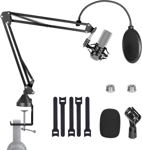 Boom Arm Mic Stand,Adjustable Microphone Scissor Arm Suspension Boom with Mic Clip and Cable Ties, Heavy Duty Stand for Blue Yeti Nano Snowball Ice,HyperX QuadCast,Recording Gaming Streaming in Saudi Arabia