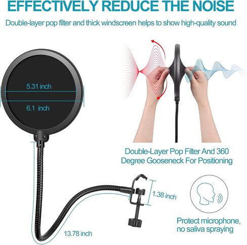 Boom Arm Mic Stand,Adjustable Microphone Scissor Arm Suspension Boom with Mic Clip and Cable Ties, Heavy Duty Stand for Blue Yeti Nano Snowball Ice,HyperX QuadCast,Recording Gaming Streaming in Saudi Arabia