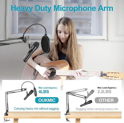 Boom Arm Mic Stand,Adjustable Microphone Scissor Arm Suspension Boom with Mic Clip and Cable Ties, Heavy Duty Stand for Blue Yeti Nano Snowball Ice,HyperX QuadCast,Recording Gaming Streaming in Saudi Arabia
