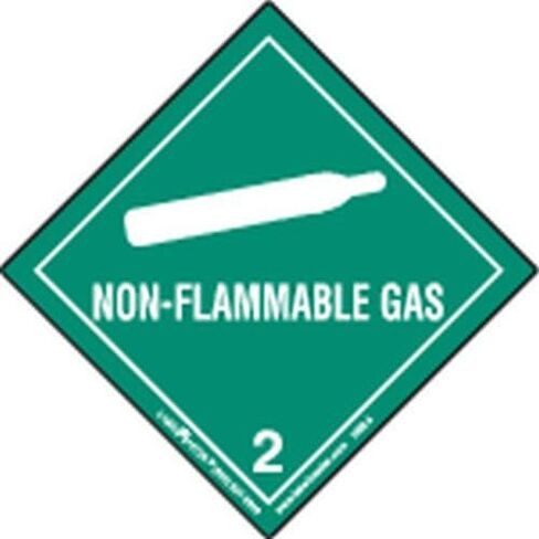 Labelmaster HMSL45 Non-Flammable Gas Worded Label, PVC-Free Film, Hazmat, 4" x 4" (Pack of 500) in Saudi Arabia