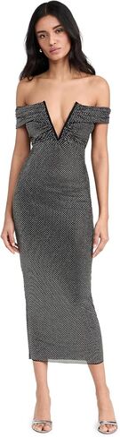 Self Portrait Women's Printed Mesh Rhinestone Midi Dress in Kuwait