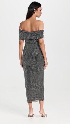 Self Portrait Women's Printed Mesh Rhinestone Midi Dress in Kuwait