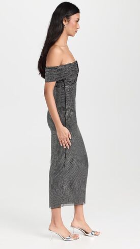 Self Portrait Women's Printed Mesh Rhinestone Midi Dress in Kuwait