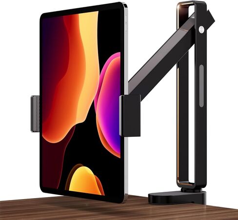 حامل الكمبيوتر اللوحي Xlayout قابل للتعديل، حامل بمشبك للكمبيوتر اللوحي للمكتب - حامل كمبيوتر لوحي قابل للدوران مع قاعدة تثبيت، حامل ذراع للكمبيوتر اللوحي من سبائك الألومنيوم مقاس 5.5-12.9 بوصة، Pad Air Pro Mini، أسود in Kuwait
