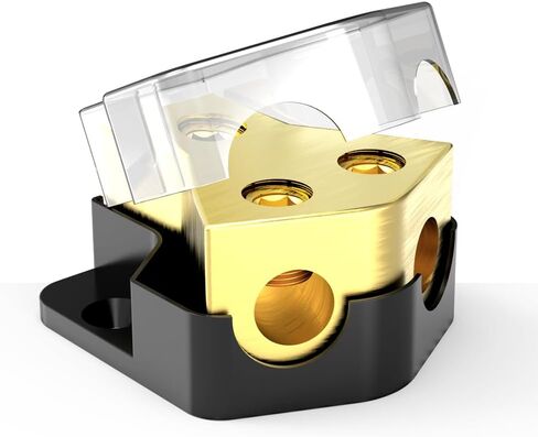 Malictele Distribution Block Car Audio, 2 Way Power Distribution Block 0/2/4 Gauge in 4/8/10 Gauge Out Amp Power Distribution Block Car Audio Splitter for Vehicles Boats in Kuwait