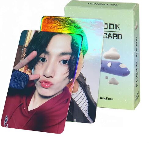 PYAJUU Jungkook Photocard 50 قطعة Jungkook بطاقة ضوئية ليزر لامعة Kpop Jungkook Lomo بطاقة هدية لمحبي ابنة Jungkook Merch in Saudi Arabia