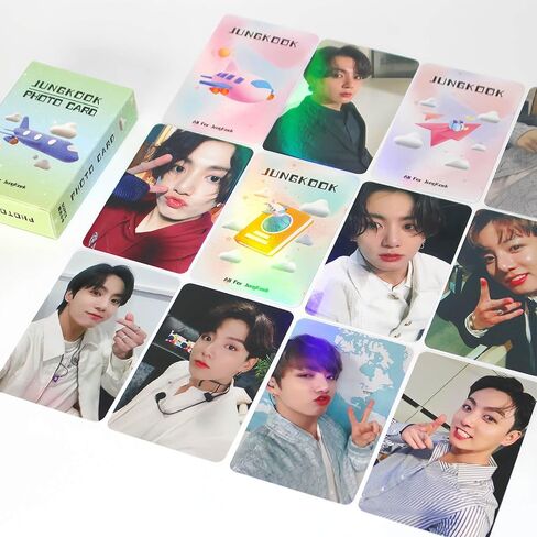 PYAJUU Jungkook Photocard 50 قطعة Jungkook بطاقة ضوئية ليزر لامعة Kpop Jungkook Lomo بطاقة هدية لمحبي ابنة Jungkook Merch in Saudi Arabia