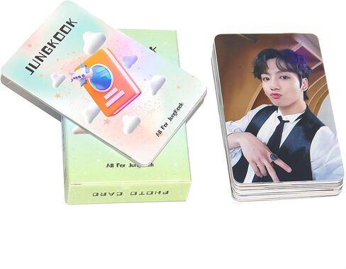 PYAJUU Jungkook Photocard 50 قطعة Jungkook بطاقة ضوئية ليزر لامعة Kpop Jungkook Lomo بطاقة هدية لمحبي ابنة Jungkook Merch in Saudi Arabia