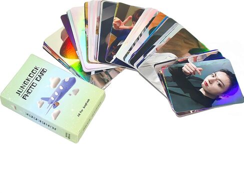 PYAJUU Jungkook Photocard 50 قطعة Jungkook بطاقة ضوئية ليزر لامعة Kpop Jungkook Lomo بطاقة هدية لمحبي ابنة Jungkook Merch in Saudi Arabia