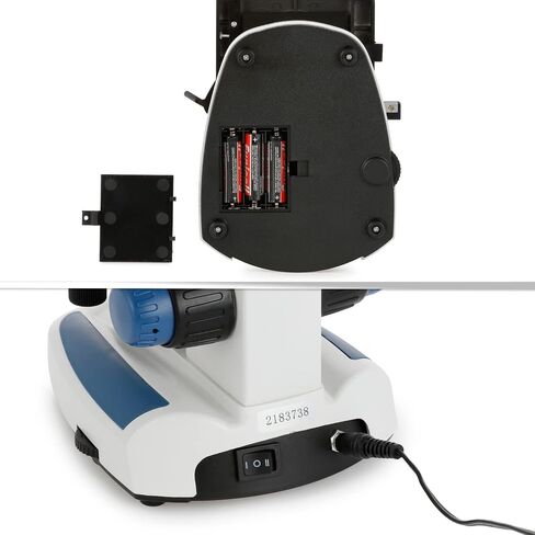 AmScope 40X-1000X ثنائي LED، مريح، مجهر مركب ثنائي العينين مع مرحلة ميكانيكية، تركيز خشن ودقيق، محمول + يعمل بالبطارية - للتعليم المبكر والمبتدئين - B110C in Saudi Arabia