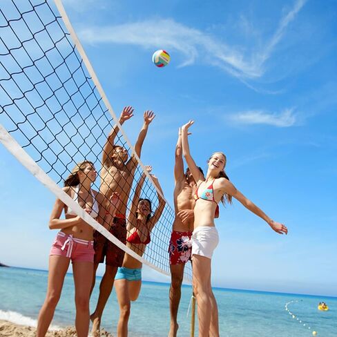 شبكة كرة طائرة احترافية في الهواء الطلق، كابل شبكي فولاذي عالي التحمل، شبكة تدريب كرة طائرة بديلة بطول 32 قدمًا × 3 أقدام لحمام السباحة، الشاطئ، ساحة المدرسة، داخلي، خارجي (بدون أعمدة) in Kuwait