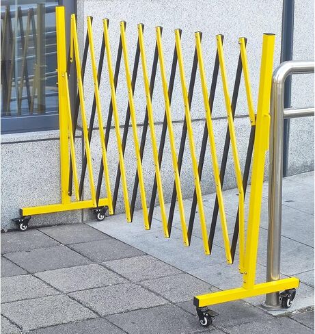 حاجز معدني قابل للتوسيع، 11 قدم، بوابة حاجز أمان متنقلة مع عجلات، بوابة ممر سياج محمولة قابلة للسحب للتحكم في حركة المرور وأعمال البناء، داخلي وخارجي، قابلة للطي in Kuwait