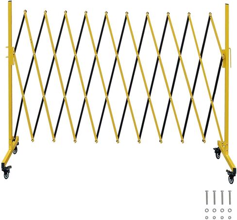 حاجز معدني قابل للتوسيع، 11 قدم، بوابة حاجز أمان متنقلة مع عجلات، بوابة ممر سياج محمولة قابلة للسحب للتحكم في حركة المرور وأعمال البناء، داخلي وخارجي، قابلة للطي in Kuwait