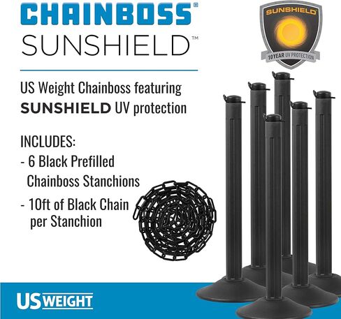 US Weight ChainBoss Yellow Stanchion with 10' of Yellow Plastic Chain - Weighted Base in Saudi Arabia