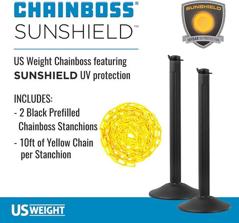 US Weight ChainBoss Yellow Stanchion with 10' of Yellow Plastic Chain - Weighted Base in Saudi Arabia