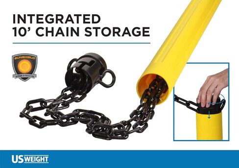 US Weight ChainBoss Yellow Stanchion with 10' of Yellow Plastic Chain - Weighted Base in Saudi Arabia