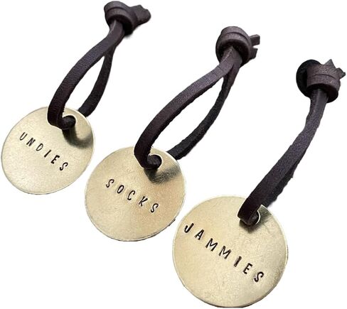 Brass Wardrobe Organization Tags - Hanging Labels For Closet Baskets - Storage Identifiers - Socks, Underwear, Pajamas, Shorts, Pants, Shirts (Shirts, Pants, Shorts) in Saudi Arabia