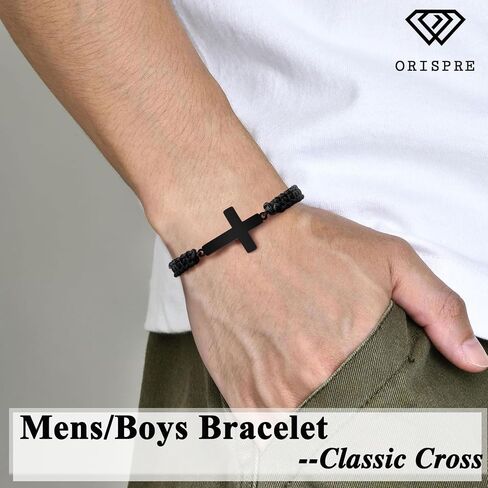 ORISPRE Cross Braided Bracelet for Men/Boys Birthday Christmas Confirmation Communion Gifts for Son Grandson Nephew in Saudi Arabia