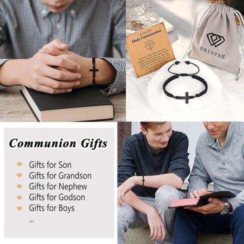 ORISPRE Cross Braided Bracelet for Men/Boys Birthday Christmas Confirmation Communion Gifts for Son Grandson Nephew in Saudi Arabia